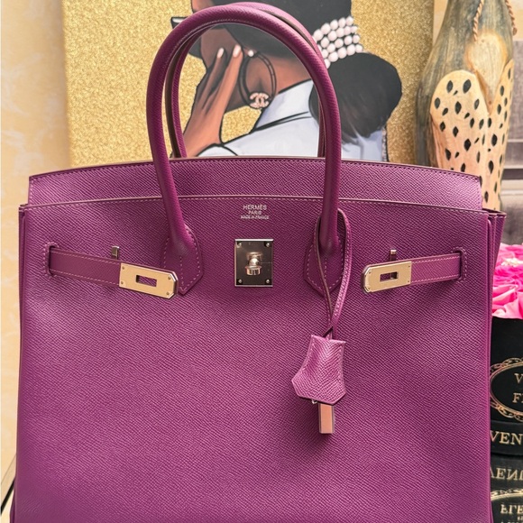 Hermes Birkin 35 Epsom Anemone Bag PHW - Picture 12 of 16